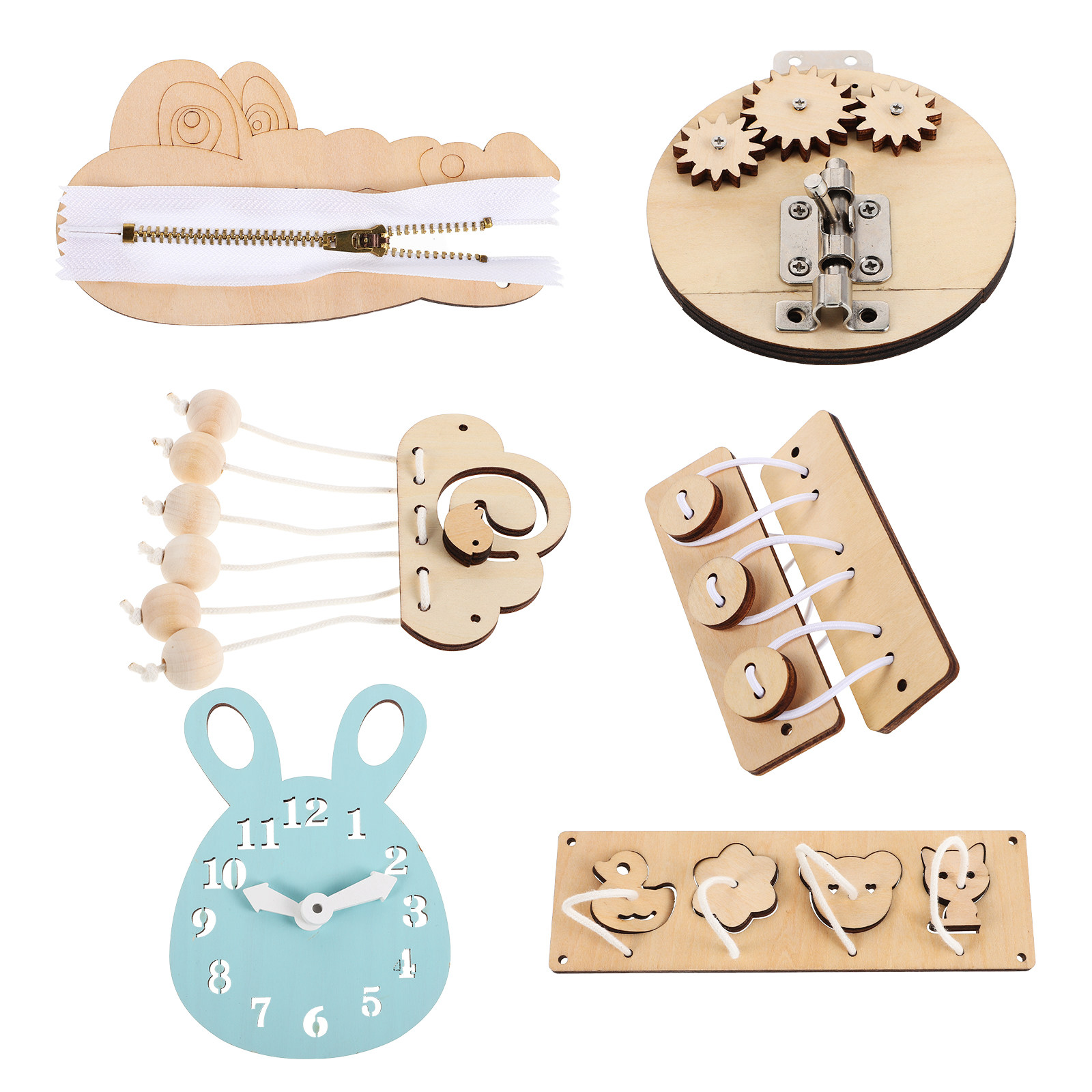 6개 세트 나무 재질의 감각 발달 놀이 보드, 몬테소리 - Montessori Wooden Busy Board Toddler 리뷰 및 가격